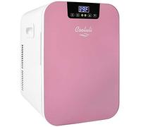 Cooluli 20L Mini Fridge For Bedroom - Car, Office Desk & College Dorm Room - Glass Front & Digital Temperature Control - Small 12v Refrigerator for Food, Drinks, Skincare, Beauty & Breast Milk (Pink)