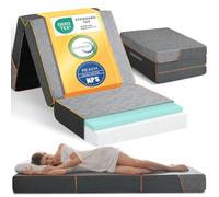 Coolux Sleep Materasso pieghevole, 75 x 195 x 15 cm, 3 pezzi, pieghevole, in memory foam, medio, pieghevole, per viaggi, campeggio, letto degli ospiti, certificato Öko-Tex (grigio)