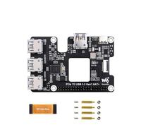 Coolwell Per Raspberry Pi 5 PCIe a USB 3.2 Gen1 HAT PCIe to USB HUB Module with 4x High Speed USB Port Driver-Free Reserved Cooling Fan Hole