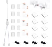 COOLWEST - Connettori angolari per strisce LED, prolunga per strisce LED, con clip di fissaggio per strisce LED RGB 5050, 10 mm, 4 poli