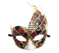 Coolwife Maschera da uomo vintage veneziana a scacchi, per feste musicali, Mardi Gras, Borgogna/nero., taglia unica