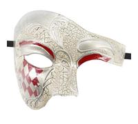 Coolwife Masquerade Mask Vintage Phantom Of The Opera One Eyed Half Face Costume (rosso a scacchi)
