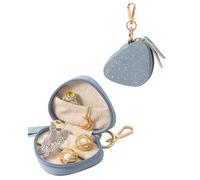 COOLYOUTH Portagioie da viaggio con portachiavi, portatile, mini gioielli Srorage, in pelle, colore: blu