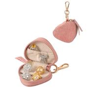 COOLYOUTH Portagioie da viaggio con portachiavi, portatile, mini gioielli Srorage, in pelle, colore: rosa