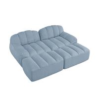 Coolywood Divano modulare a 2 posti a forma di L senza ossi (blu) | Schiuma 32D ad alta densità, per soggiorno e appartamento, design antiscivolo, tessuto morbido