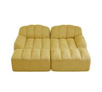 Coolywood Divano modulare a 2 posti a forma di L senza ossi (giallo) | Schiuma 32D ad alta densità, per soggiorno e appartamento, design antiscivolo, tessuto morbido