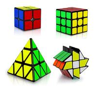 Coolzon 4 Pack Speed Cube Set, Cubo Magico con 2x2x2 3x3x3 Piramide e Fenghuolun Cubo di velocità- Adesivi PVC Professionali per Bambini/Adulti/Principianti