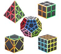 Coolzon Puzzle Cubes 5 Pezzi Megaminx + Pyraminx + 2x2x2 + 3x3x3 + Skewb in Giftbox Magico Cubo con Adesivo in Fibra di Carbonio Nuovo velocità