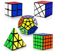Coolzon Set di 5 Cubi Magici, Set di 5 Cubi Magici di Velocità 2x2 4x4 Fenghuolun Pyraminx Pyramid Megaminx Fenghuolun Puzzle Cube Giocattolo Regalo per Bambini Adulti