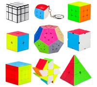 Coolzon Set di 9 dadi Speed Cube Set 2 x 2 3 x 3 4 x 4 Pyraminx Megaminx Mirror Skewb Fisher Rubik Piccolo con Magico Puzzle Giocattolo a Cubo per Bambini Adulti, Colore Rosso, V0370