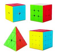 Coolzon Speed Cube Set, 4 Confezione Stickerless Cubo Magico Set 2x2 3x3 4x4 Triangolo Pyramminx, Facile Rotazione 3D Puzzle Cubo Giochi Giocattolo Regalo Per Bambini Adulti