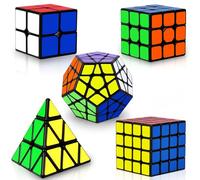 Coolzon Speed Cube Set, 5 Pack Magic Cubes 2x2 + 3x3 + 4x4 + Pyraminx + Megaminx Cubo Magico per Bambini Adulti Puzzle Cubes con PVC adesivo