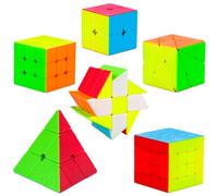 Coolzon Speed, Set di Cubo 2x2 3x3 4x4 Pyraminx Fenghuolun, Axis Skewb Magic Puzzle Cube Regali per Bambini Adulti, 6 Packs, Colore Giallo, V0384