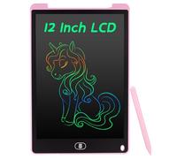 Coolzon Tavoletta Grafica LCD Scrittura Colorato 12 Pollice, Elettronica Lavagna Cancellabile da Disegno con Penna, Portatile Lavagnetta per Bambini Digitale Ewriter con Pulsante Elimina, Pink