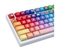 COOMICKEY Keycaps in PBT, 130 tasti, copritasti a sublimazione del colore, profilo XDA, con sfumature arcobaleno, carini, per switch Cherry Gateron MX e tastiere meccaniche