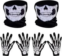 COONE Maschera con scheletro e teschio, mezza ossa fantasma, per adulti, Halloween, danza, feste in costume, Nero , M