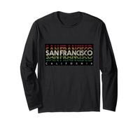 Coool San Francisco California Retro Sunset Typography Maglia a Manica