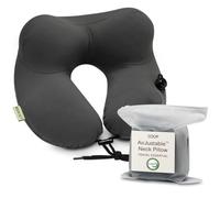 Coop Home Goods AirJustable - Cuscino da viaggio gonfiabile, supporto regolabile per collo e mento, cuscino da viaggio compatto, in memory foam, morbido e confortevole, essenziale da viaggio