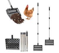Coop Scooper, Metal Sand Rake, 35.98 Inches Long Grip, Cage Sifting Tool with Balance, Barn Patio Gadget with Style, Home Accessories for Bunny Dogs Cats Pony Hamster Duck Backyard Farm Indoor Outdoor