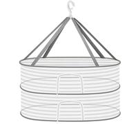 Coopache Rete Essiccazione per Erbe Pomodori Frutta Piante, Rete Asciugatura per Stendino per Erbe Aromatiche Sospeso con Gancio a Forma di S e Borsa Portaoggetti (Bianco-2 Strati)