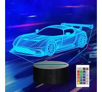 CooPark Auto 3D Night Light, Lampada da corsa sportiva Illusion con 16 telecomando che cambia colore, Vacanze Natale Regali di compleanno per bambini Giocattoli per la casa Regali