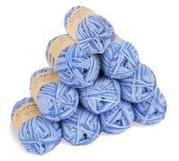 Coopay 10 Gomitolo di Lana per Uncinetto, 450g, Filato per Uncinetto Morbido Multicolore, Filato per Maglieria, Lana Gomitoli per Vestiti per Neonati, Sciarpe, Calzini - Azzurro Cielo