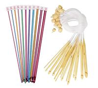 Coopay 23 uncinetti tunisini per principianti, uncinetti afgani, in bambù, 2 - 12 mm, con corda e uncinetti tunisini in alluminio, ideali per sciarpe