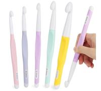 Coopay 5 ganci per principianti con testa in ABS per filo spesso, misura 8-20 mm, manico in plastica, ideali per coperte invernali, sciarpe, cestini, cuscini
