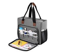 Coopay Borsa da Trasporto per Progetti di Ricamo, Borsa per Set di Ricamo Multitasca per il Trasporto, Punto Croce e Cerchi, Tessuto Oxford Impermeabile, Grigio(Senza Accessori Inclu)