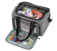 Coopay Borsa per Lavori a Maglia, Borsa in Filati, Artigianale per Kit Uncinetto e Kit Punto Croce, Organizzatore di Filati per Principianti e Professionisti, Tessuto Oxford, Grigio