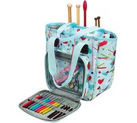 Coopay Borsa per lavori a maglia, borsa per filati, borsa da viaggio per accessori per maglieria e progetti all'uncinetto, borse da cucito per ricamo, 24,9 x 25,4 x 14cm, tessuto Oxford blu
