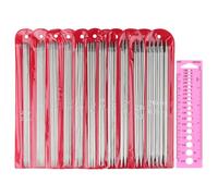 Coopay Ferri da maglia a doppia estremità, ferri corti in metallo a doppia punta, 20 cm, set DPN, kit di aghi dritti per principianti e bambini, confezione da 55 ferri da maglia e calibro per lavoro a