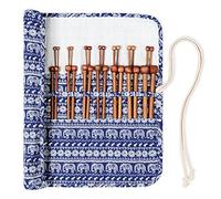 Coopay Ferri da maglia corti in bambù da 25 cm, set di ferri da maglia leggeri in legno con custodia per il trasporto, aghi in bambù caldo per mani artritiche, dimensioni UK include 3,25 mm 3,75 mm