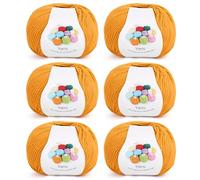 Coopay Filo per Uncinetto, 6 x 45 g, Lana in Acrilico Cotone per Uncinetto, Filato per Maglieria, Lana Gomitoli per Vestiti per Neonati, Sciarpe, Bambole, Granny Squares - Arancione