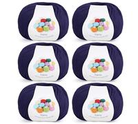 Coopay Filo per Uncinetto, 6 x 45 g, Lana in Acrilico Cotone per Uncinetto, Filato per Maglieria, Lana Gomitoli per Vestiti per Neonati, Sciarpe, Bambole, Granny Squares - Blu Navy