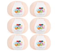 Coopay Filo per Uncinetto, 6 x 45 g, Lana in Acrilico Cotone per Uncinetto, Filato per Maglieria, Lana Gomitoli per Vestiti per Neonati, Sciarpe, Bambole, Granny Squares - Carnagione