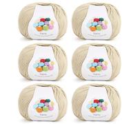 Coopay Filo per Uncinetto, 6 x 45 g, Lana in Acrilico Cotone per Uncinetto, Filato per Maglieria, Lana Gomitoli per Vestiti per Neonati, Sciarpe, Bambole, Granny Squares - Beige
