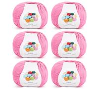 Coopay Filo per Uncinetto, 6 x 45 g, Lana in Acrilico Cotone per Uncinetto, Filato per Maglieria, Lana Gomitoli per Vestiti per Neonati, Sciarpe, Bambole, Granny Squares - Cipria Scuro