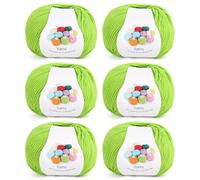 Coopay Filo per Uncinetto, 6 x 45 g, Lana in Acrilico Cotone per Uncinetto, Filato per Maglieria, Lana Gomitoli per Vestiti per Neonati, Sciarpe, Bambole, Granny Squares - Verde Grigio