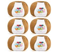 Coopay Filo per Uncinetto, 6 x 45 g, Lana in Acrilico Cotone per Uncinetto, Filato per Maglieria, Lana Gomitoli per Vestiti per Neonati, Sciarpe, Bambole, Granny Squares - Caffè Chiaro