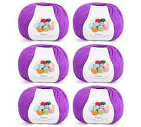 Coopay Filo per Uncinetto, 6 x 45 g, Lana in Acrilico Cotone per Uncinetto, Filato per Maglieria, Lana Gomitoli per Vestiti per Neonati, Sciarpe, Bambole, Granny Squares - Viola