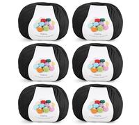 Coopay Filo per Uncinetto, 6 x 45 g, Lana in Acrilico Cotone per Uncinetto, Filato per Maglieria, Lana Gomitoli per Vestiti per Neonati, Sciarpe, Bambole, Granny Squares - Nero