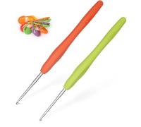 Coopay Gancio da 2,0 mm e 2,5 mm, 2 in metallo, gancio ergonomico con impugnatura morbida per le mani artritiche, TPR per principianti e professionisti