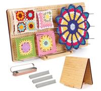 Coopay Granny Square Spanner 57 x 29 cm, lavagna pieghevole per granny square, grande, in bambù, con 40 perni (15 cm) e cavalletto regolabile, per uncinetto