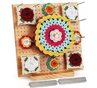 Coopay Granny Square Spanner - Tavola di blocco grande in legno, 28 x 28 cm, granny Square Blocking Board all'uncinetto e 30 bastoncini in acciaio inox, per lavori a maglia e all'uncinetto
