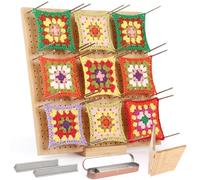 Coopay Granny Square Tenditore grande, 33 x 33 cm, con 30 perni in acciaio inox, pieghevole, in bambù, per lavori a maglia e all'uncinetto, 33 cm