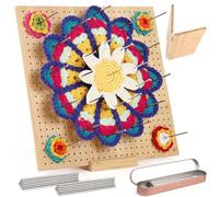 Coopay Granny Square - Tenditore grande, 33 x 33 cm, con 30 perni in acciaio inox, pieghevole, in bambù, per lavori a maglia e all'uncinetto, per lavori a maglia e all'uncinetto