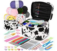 Coopay Kit per uncinetto per principianti, 63 pezzi con 8 fili, 9 ganci ergonomici e 12 uncinetti, set per uncinetto con custodia e libro, perfetto per bambini e adulti