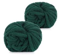 Coopay Lana spessa per uncinetto, 2x240g Lana morbida per maglieria a mano, lana morbida e grossa per maglieria, lana per maglieria a braccio, lana xxl per coperte, nido per animali - Verde scuro