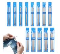 Coopay Set di 65 ferri da maglia a doppia punta, 15 cm, ferri corti a doppia estremità per principianti, aghi dritti in metallo da 1,5-5,0 mm, starter kit per calzini, set di ferri da maglia DPNs